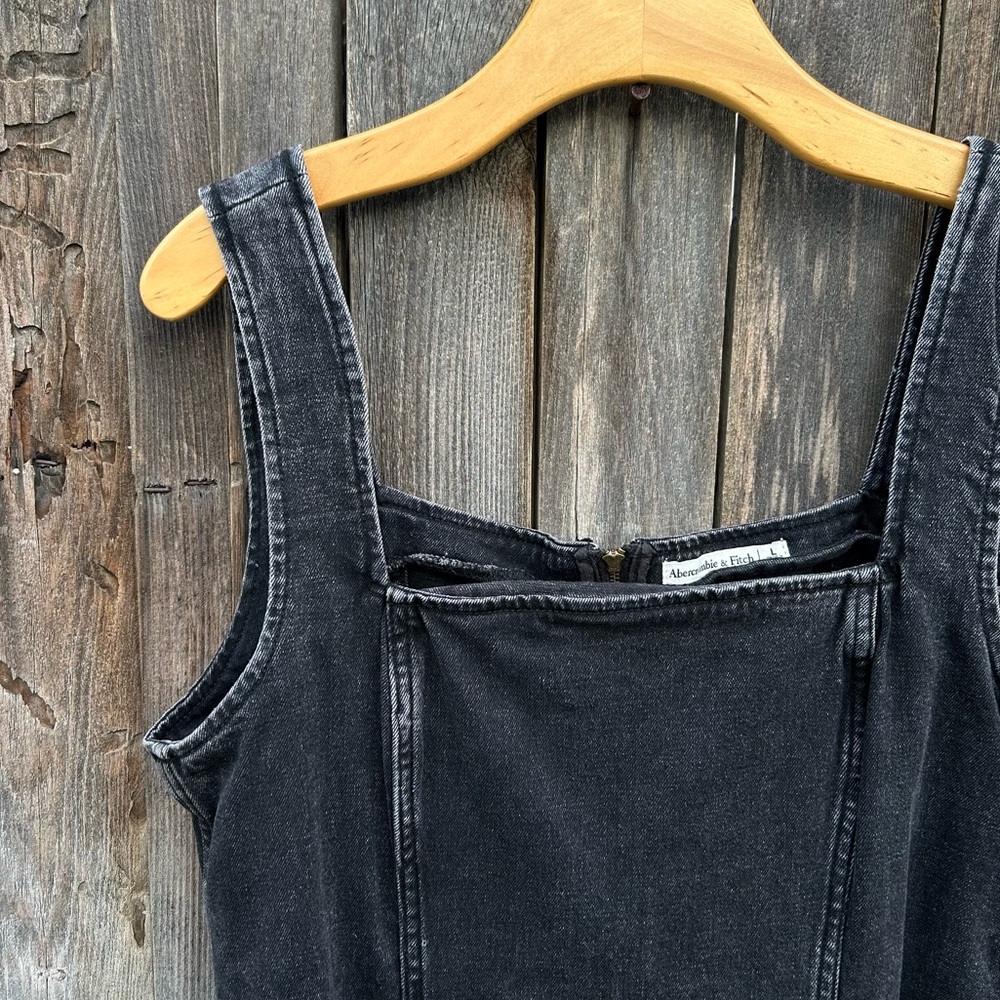 Abercrombie & Fitch Denim Midi Maxi Dress Black Wash  L - Picture 6 of 16